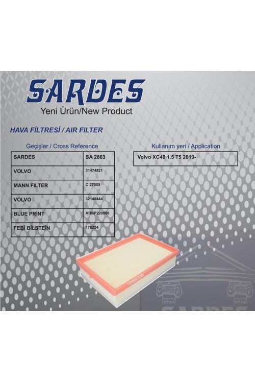 HAVA FİLTRESİ VOLVO XC40 T5 1.5 19 >