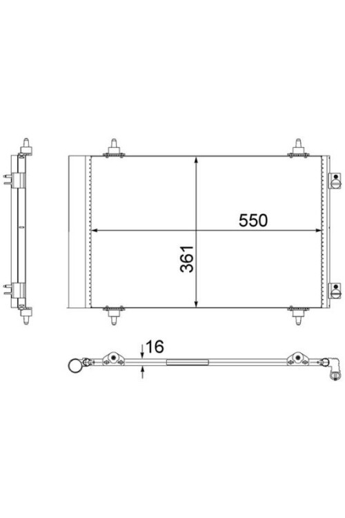 KLİMA RADYATÖRÜ KONDENSERİ PEUGEOT EXPERT 07> P807 06> CITROEN JUMPY 07> C8 06> TOYOTA PROACE 13> 590x361x12
