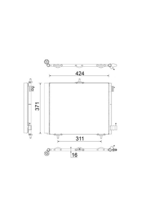 KONDENSER P207-P208-P1007-P2008 05 >-C2-C3-C3 II 03>DS 3 14> 1.4 1.6HDI KURUTUCU İLE AL/AL 420X371X1 6