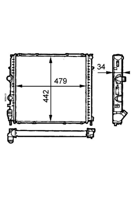 MOTOR SU RADYATÖRÜ RENAULT KANGOO 97> 1.9D 479x442x34 KLİMASIZ MT NAC MEKANİK 34MM