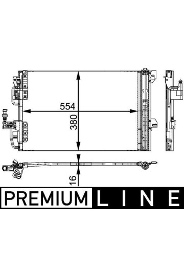 KLİMA KONDENSERİ KURUTUCU İLE ASTRA G 1.2 16V-1.4 16V-1.6 16V-1.8 16V-ZAFIRA A 2.2 16V 554x380x16