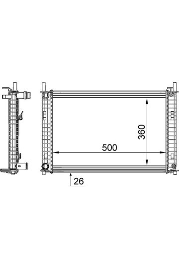 RADYATÖR FIESTA V 01 >FUSION 02 > 1.4 TDCI AC KLİMASIZ MEK 500x356x26
