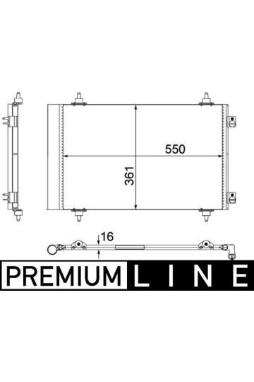 KLİMA RADYATÖRÜ KONDENSERİ PEUGEOT EXPERT 07> P807 06> CITROEN JUMPY 07> C8 06> TOYOTA PROACE 13> 590x361x12