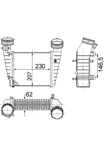 TURBO RADYATÖRÜ INTERCOOLER PASSAT 1.8T 20V 00-05 230x207x62